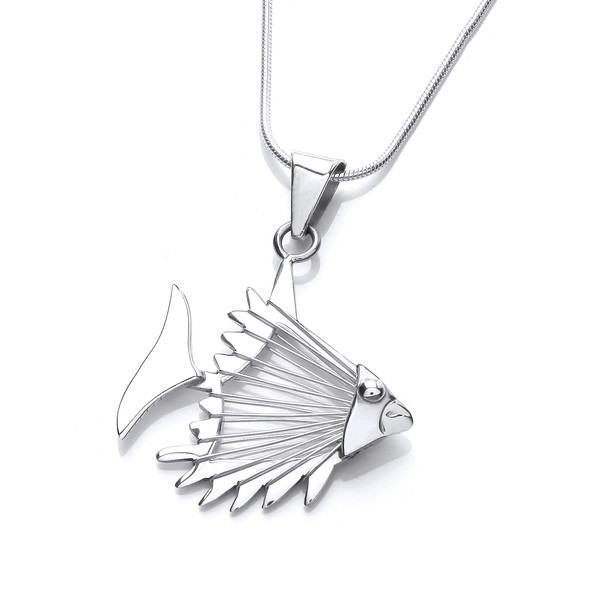 Sterling Silver Open Fish Pendant with 16-18 Silver Chain