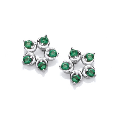 Emerald Cubic Zirconia Flower Earrings