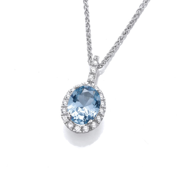 Just Sparkle Aquamarine Cubic Zirconia Pendant with 16-18 Silver Chain