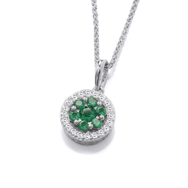 Emerald Cubic Zirconia & Silver Pendant without Chain