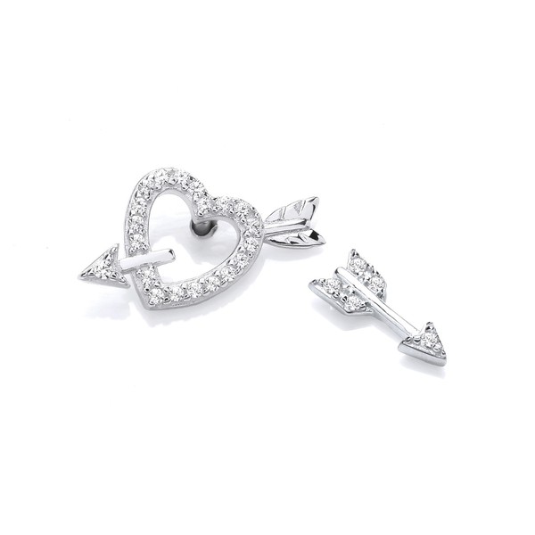 Silver & Cubic Zirconia Mismatch Cupid Earrings