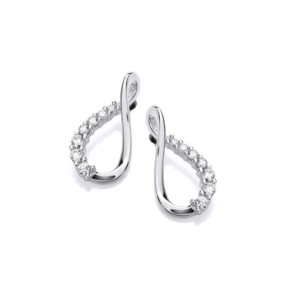 Silver & Cubic Zirconia Infinity Loop Earrings