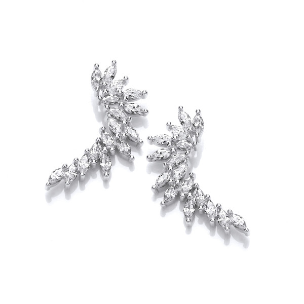 Silver & Cubic Zirconia Tribute Climber Earrings