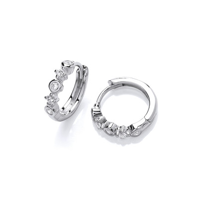 Silver & Cubic Zirconia Mix Huggie Earrings