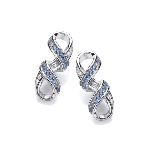 Silver & Aquamarine Cubic Zirconia Infinity Earrings