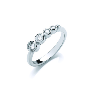 Silver & Graduated Cubic Zirconia Studded Ring