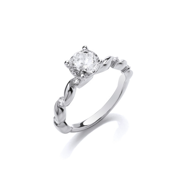 Silver & Cubic Zirconia Solitaire in a Twist Ring
