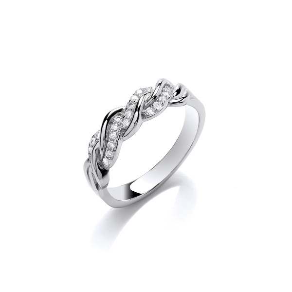 Silver & Cubic Zirconia Twist Band Ring