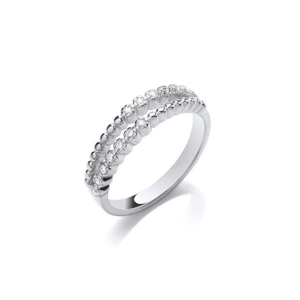 Silver & Cubic Zirconia Beaded Ring