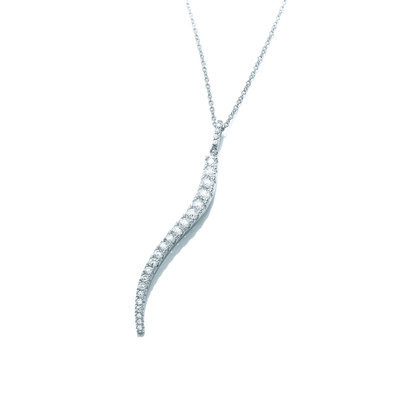 Silver & Cubic Zirconia Graduated Wave Necklace