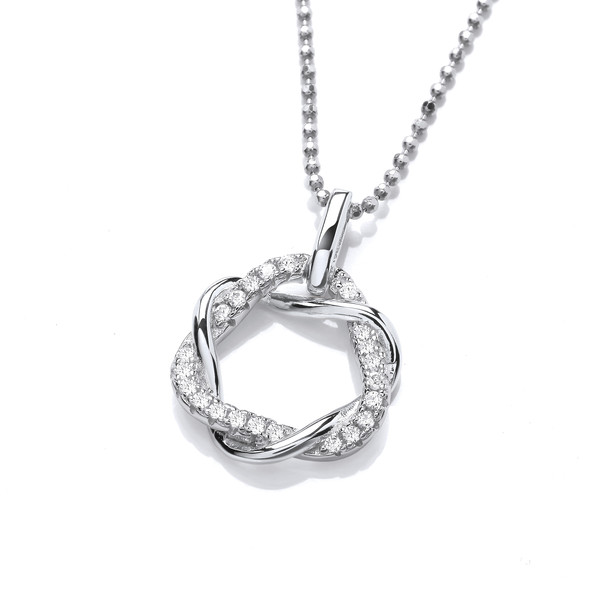 Silver & Cubic Zirconia Twist Pendant without Chain