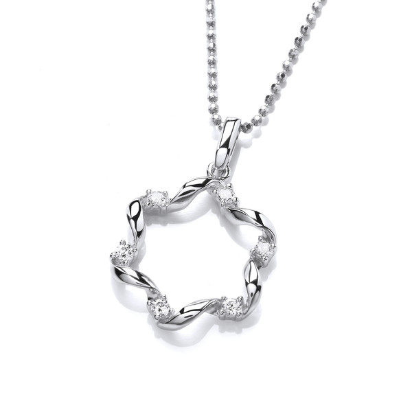 Silver & Cubic Zirconia Whirly Pendant without Chain