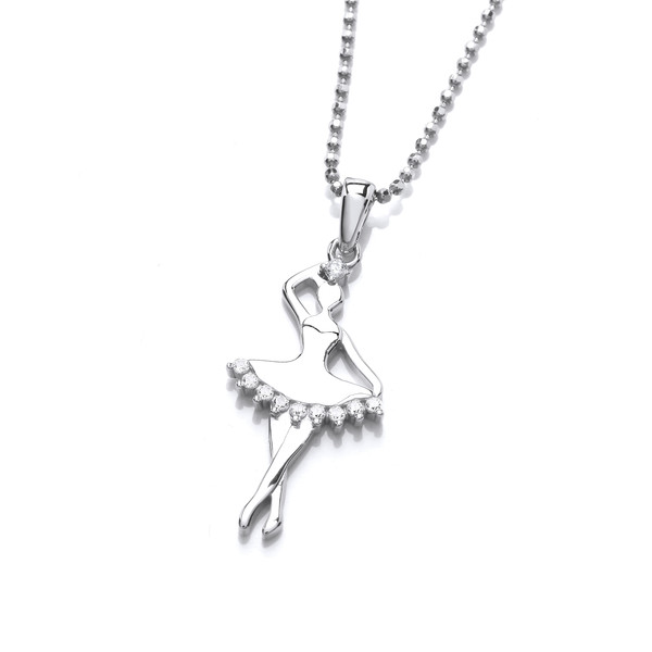 Silver & Cubic Zirconia Ballerina Pendant without Chain