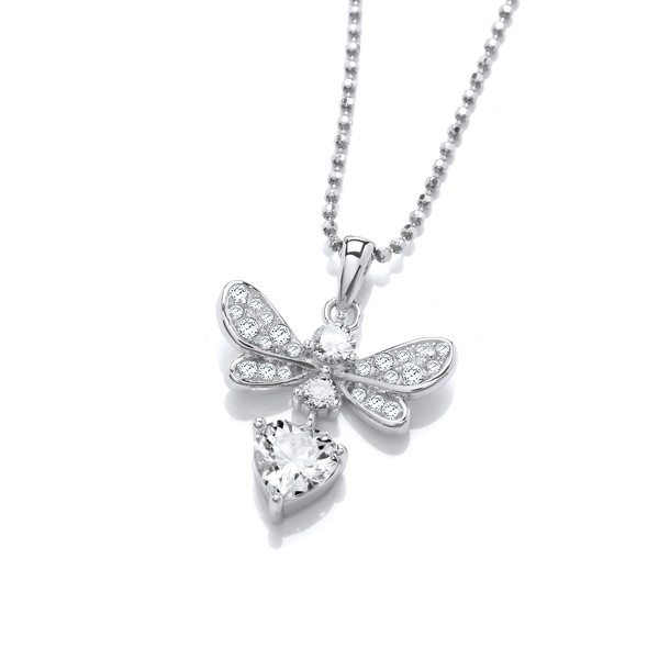 Silver & Cubic Zirconia Busy Bee Pendant without Chain