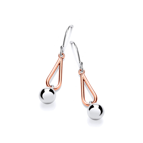 Copper & Silver Ball Drop Earrings