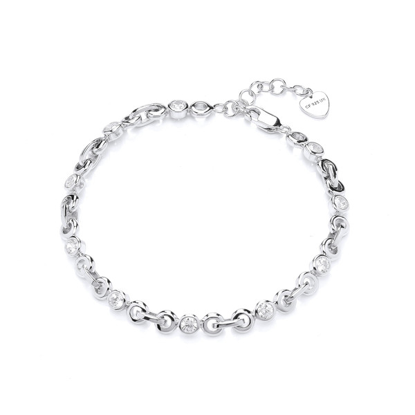 Silver & Cubic Zirconia Link Bracelet