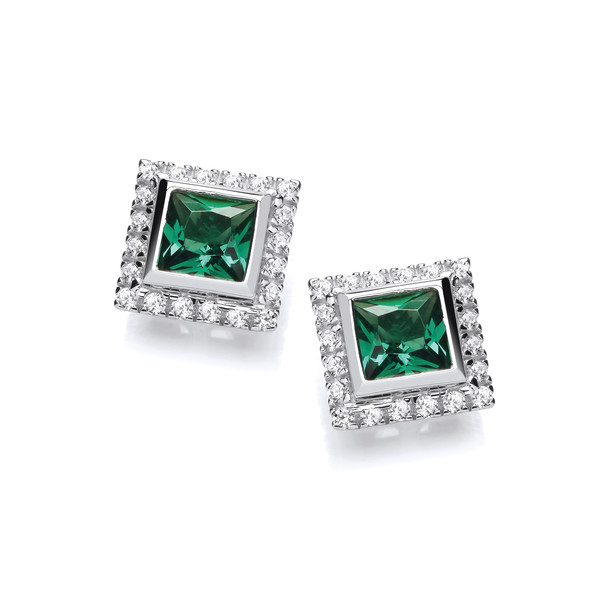 Vintage Look Emerald Cubic Zirconia Earrings