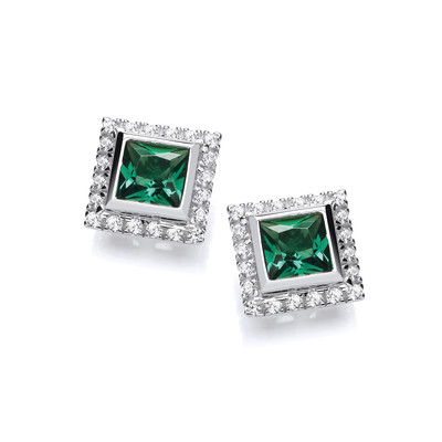 Vintage Look Emerald Cubic Zirconia Earrings