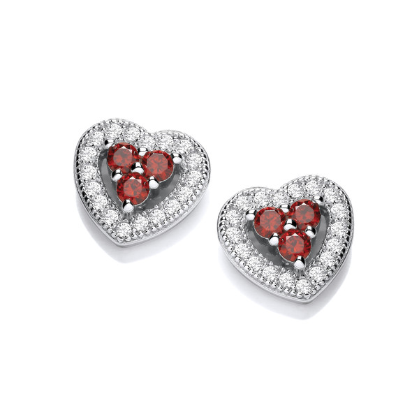Sweetheart Ruby Cubic Zirconia Earrings