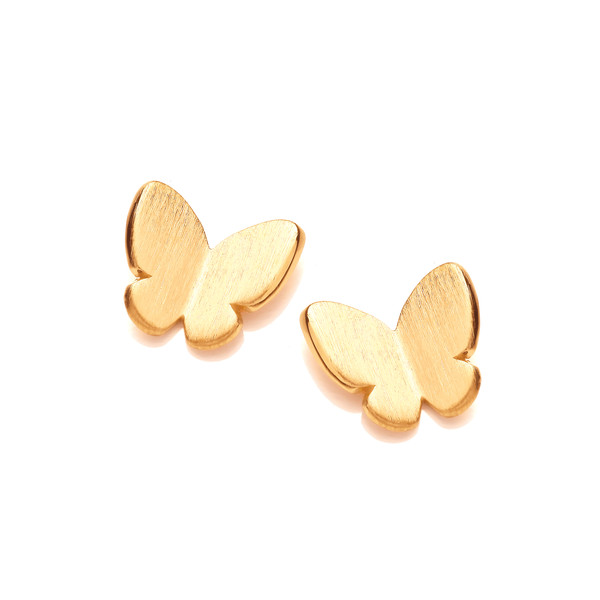 Simple Gold Plated Silver Butterfly Earrings