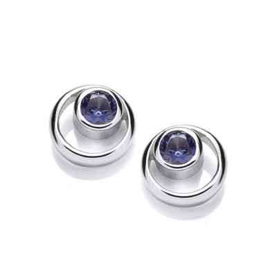 Silver Ring & Tanzanite Cubic Zirconia Earrings