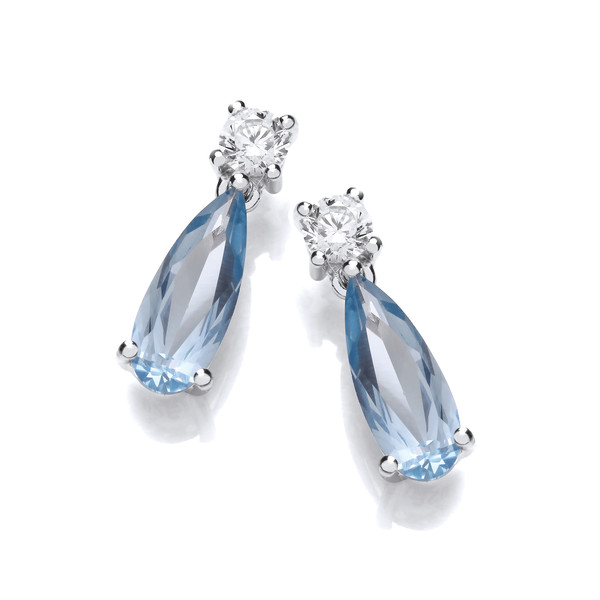 Silver & Aqua Cubic Zirconia Beauty Drop Earrings