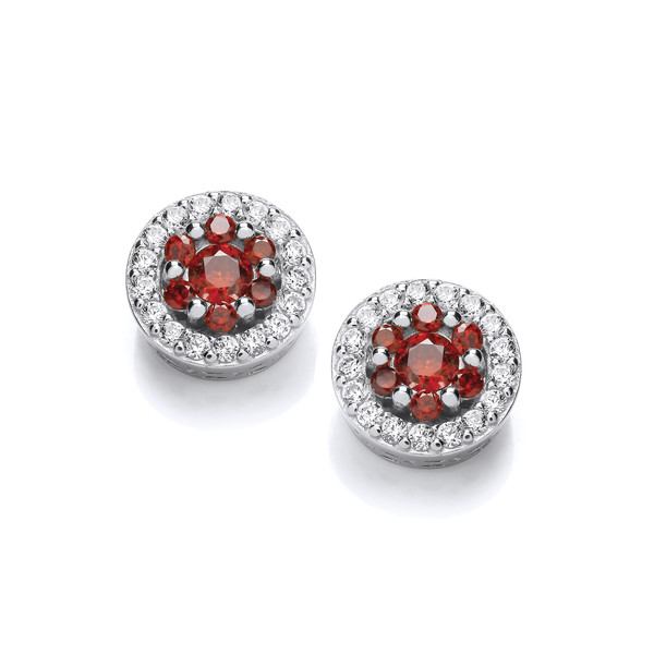 Ruby Cubic Zirconia & Silver Stud Earrings
