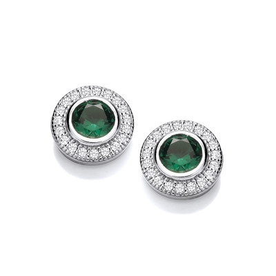 Glitzy Girl Emerald Cubic Zirconia Solitaire Earrings