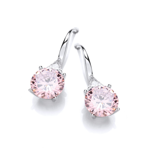 'Brilliant' Pink Diamond Cubic Zirconia Drop Earrings