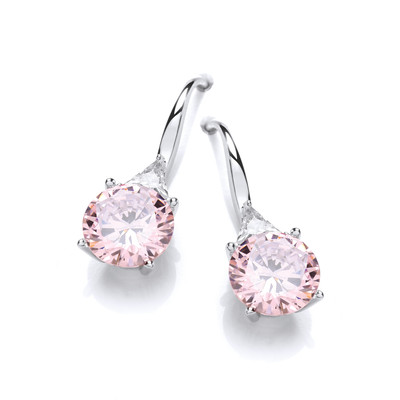 'Brilliant' Pink Diamond Cubic Zirconia Drop Earrings