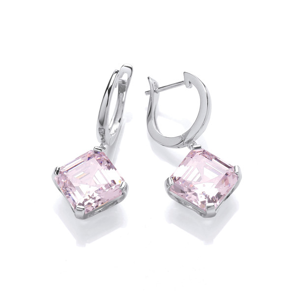 Silver & Pink Diamond Cubic Zirconia Vintage Style Earrings