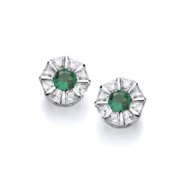 Delicate Deco Emerald Cubic Zirconia Earrings