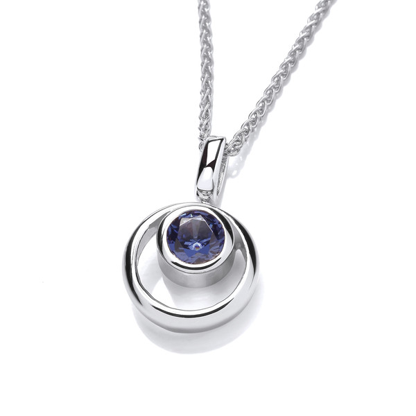 Silver Ring & Tanzanite Cubic Zirconia Pendant without Chain