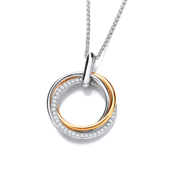 Silver, Gold & Cubic Zirconia Hoops Pendant without Chain
