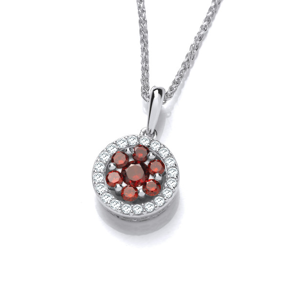Ruby Red Cubic Zirconia & Silver Pendant without Chain