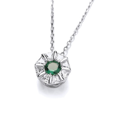 Delicate Deco Emerald Cubic Zirconia Necklace