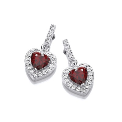 So Cute Ruby Cubic Zirconia Drop Heart Earrings