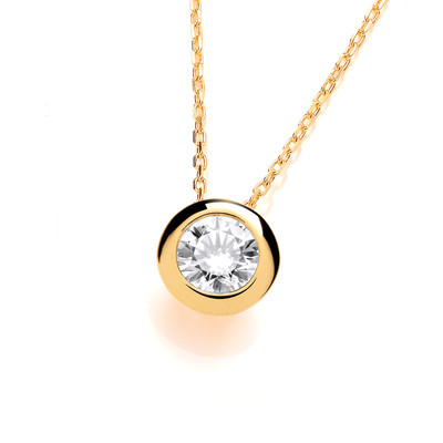 Gold Plated Cubic Zirconia Solitaire Necklace
