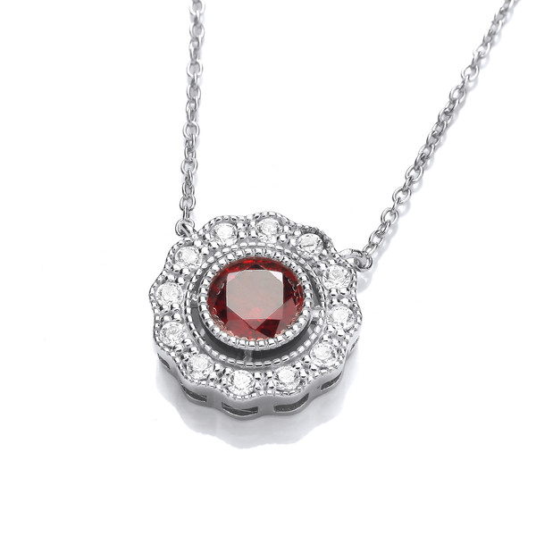 Silver & Cubic Zirconia Ruby Beauty Necklace