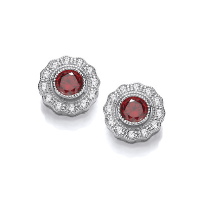 Silver & Cubic Zirconia Ruby Beauty Earrings