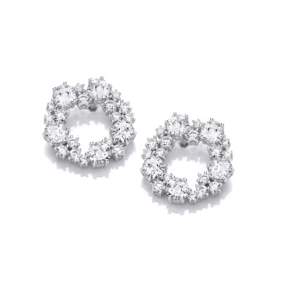 Silver & Cubic Zirconia Royal Circle Earrings