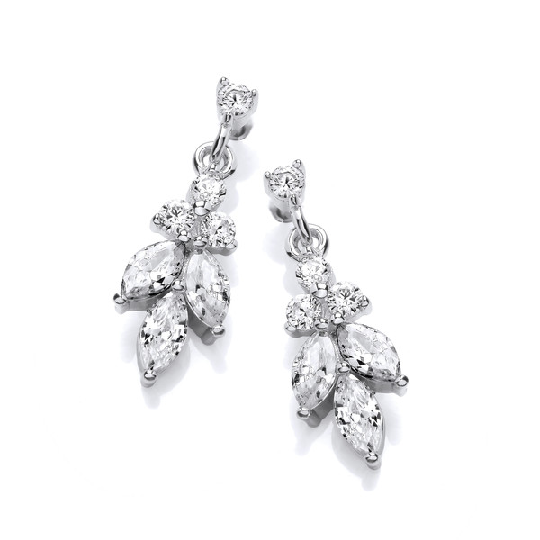 Silver & Cubic Zirconia Debutante Drop Earrings