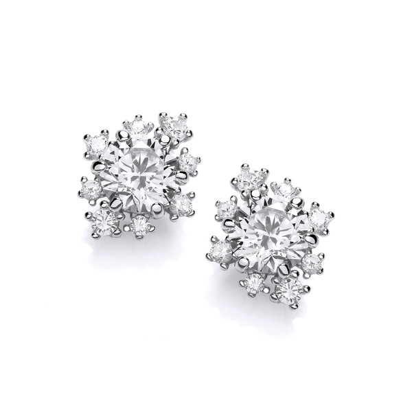 Silver & Cubic Zirconia Radiant Star Earrings