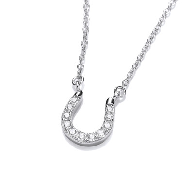 Silver & Cubic Zirconia Lucky Horseshoe Necklace