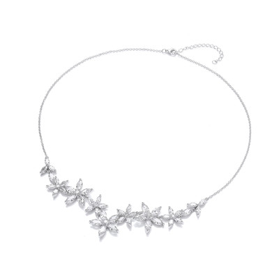 Silver & Cubic Zirconia Star Flower Necklace