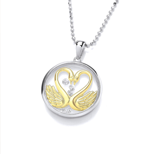 Celestial Silver, Cubic Zirconia & Gold Soul Mates Pendant with 20-22 Silver Chain