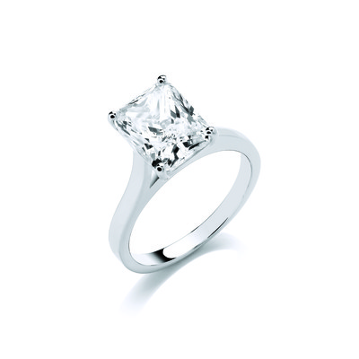 Silver & Princess Cut Cubic Zirconia Mounted Solitaire Ring