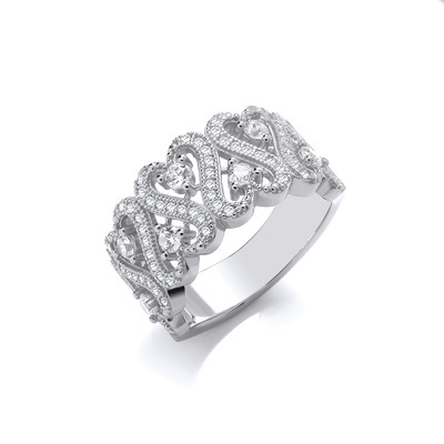 Victorian Style Cubic Zirconia Entwined Hearts Ring