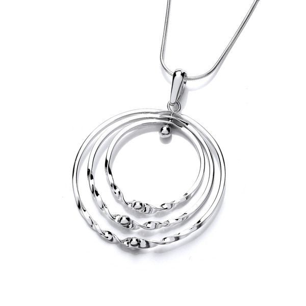 Silver Spinning Twist Hoops Pendant without Chain