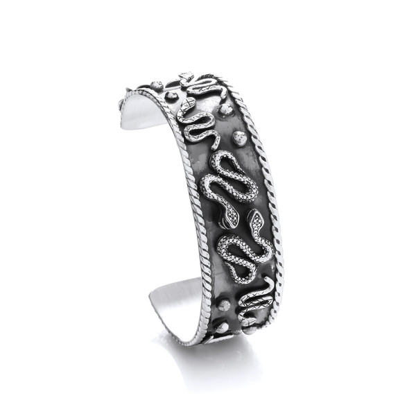 Silver Snakes Cuff Bangle